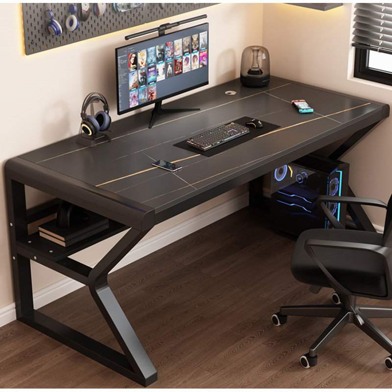 Bureau ergonomique à domicile avec plateau en pierre frittée or, H 29,13 po x l 51,18 po x P 23,62 po