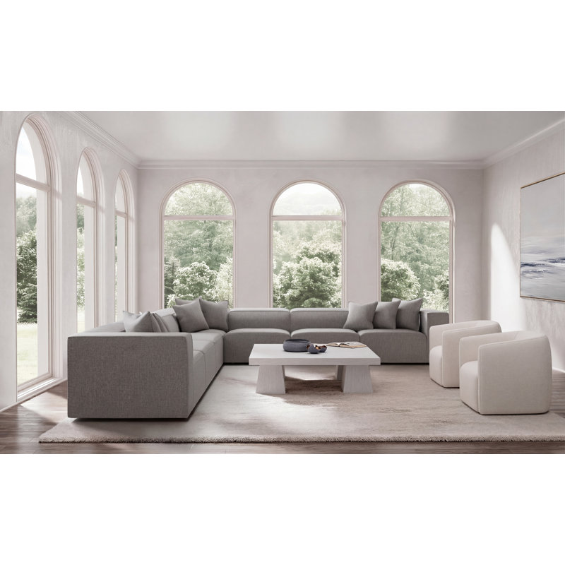 Bernhardt Bliss 5-Piece Fabric Sectional, 28" H x 160.5" W x 160.5" D, Gray Polyester