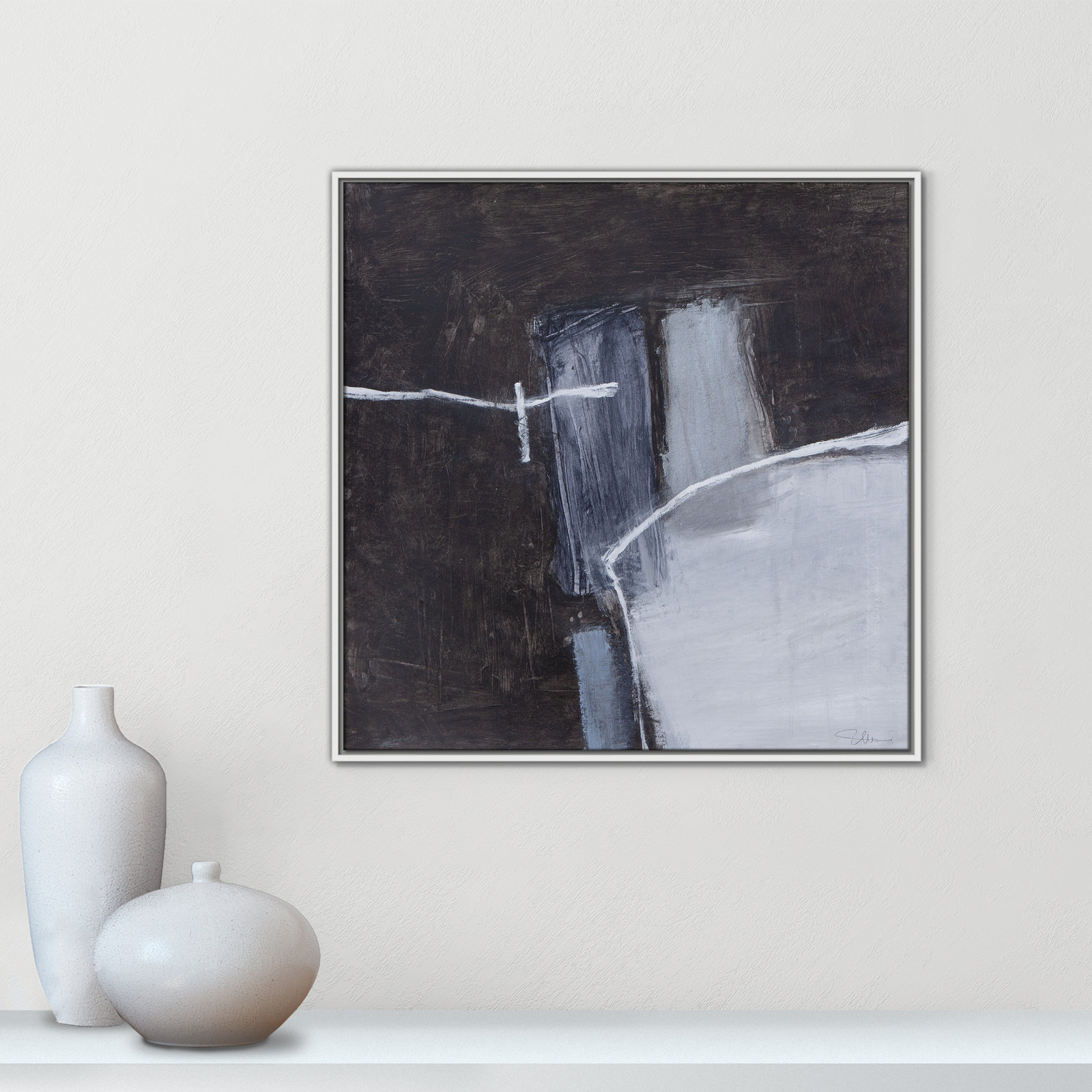 Graphite Gemstones Collection "Graphite Gemstones I" Print, White, 31.5" H x 31.5" W