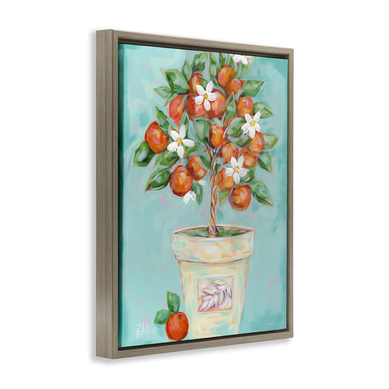 "Orange Blossom Clay", art mural sur toile flottante par Estelle Grengs, Cadre flottant orme Montalcino, H 21 po x l 17 po