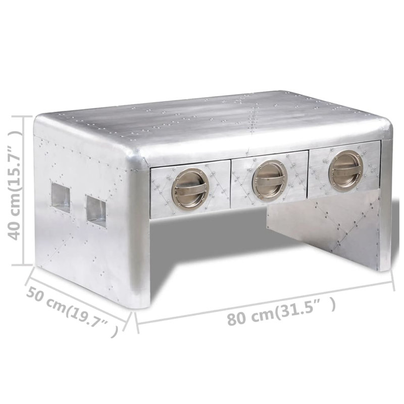 Aluminum Frame Single Coffee Table with Storage