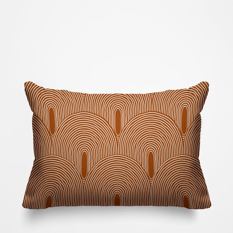 Coussin décoratif intérieur / extérieur Roli Boho, H 14 po x l 20 po, Orange brûlé