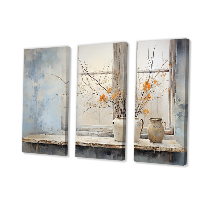 Cottage en hiver fenêtre charme II - fenêtres de ferme art mural, H 40 po x l 60 po x P 1 po, Toile tendue