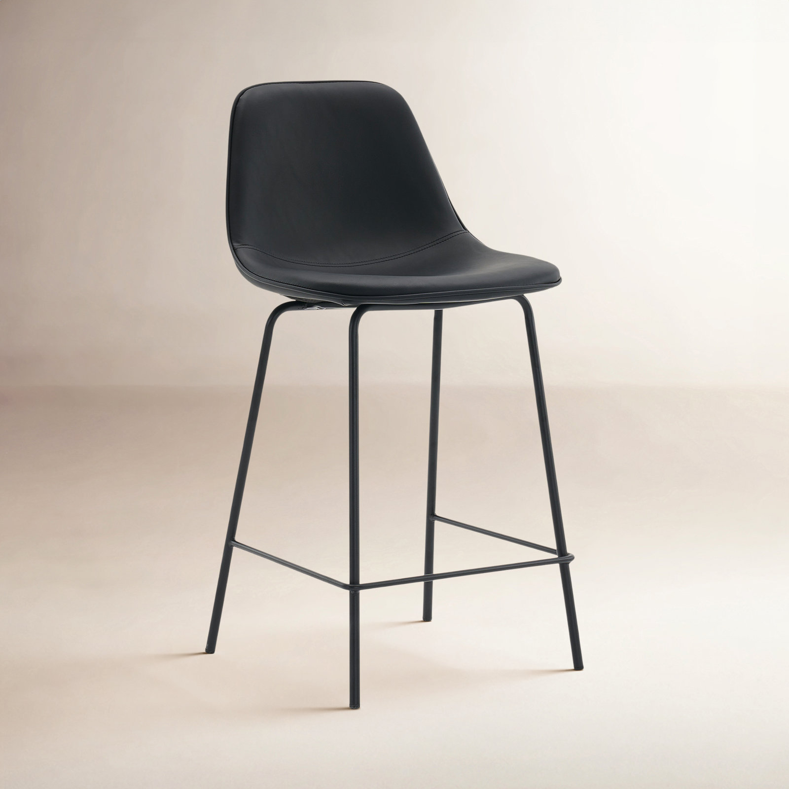 Kavi Bar and Counter Stool, Counter Stool (24" Seat Height), Black Faux Leather