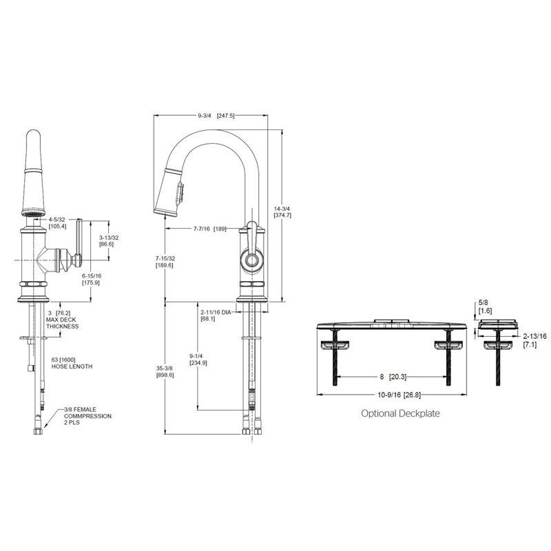 Pull Down Bar Faucet, Brushed Gold