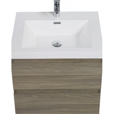 Meuble-lavabo mural 24 po avec lavabo, rangement mural moderne