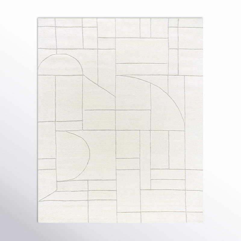 Lorette Hand Tufted Wool Geometric Indoor Rug, Rectangle 9' x 12'