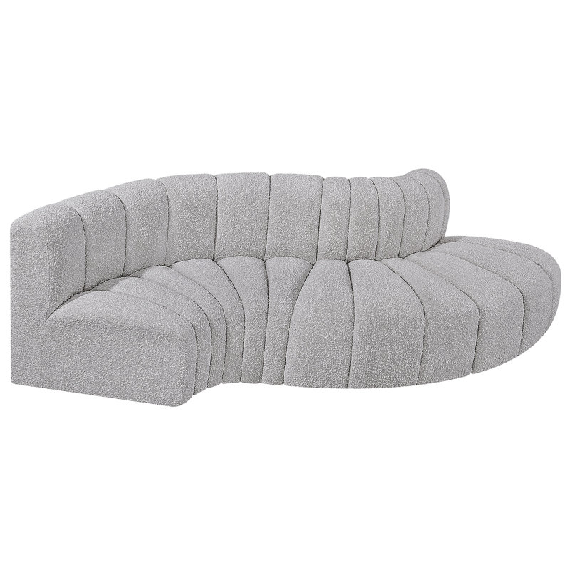Houssam Upholstered Curved Sectional Reversible, Grey Boucle Fabric