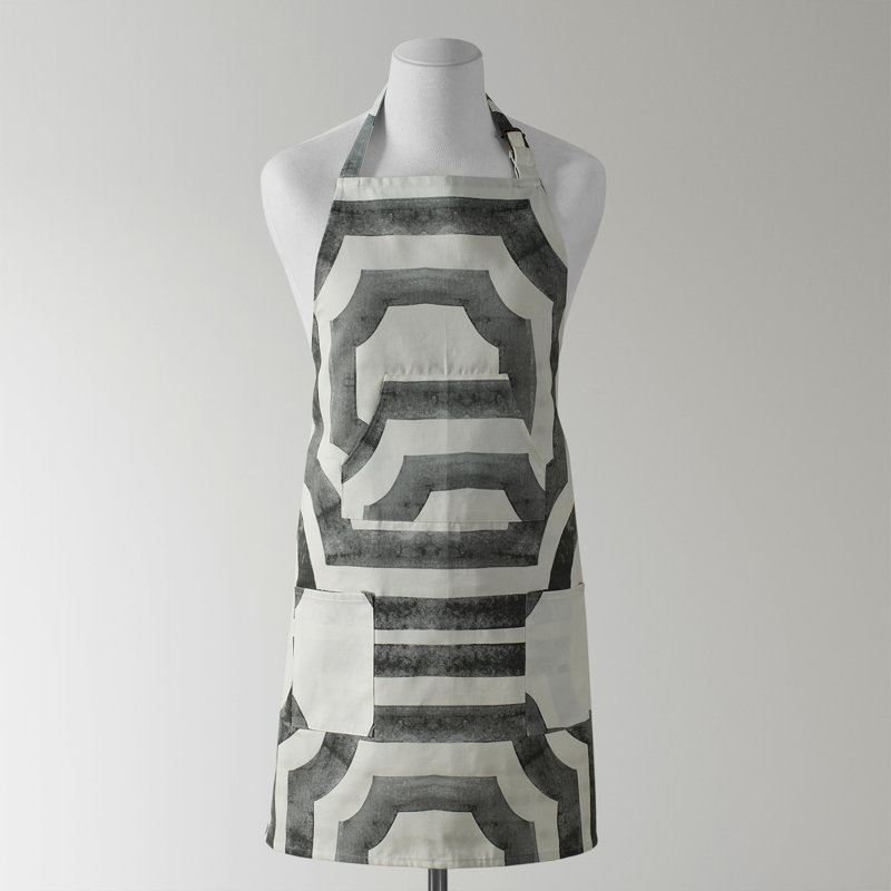 Printed Cotton Kitchen Apron with Pockets Adjustable, Mecca Steel