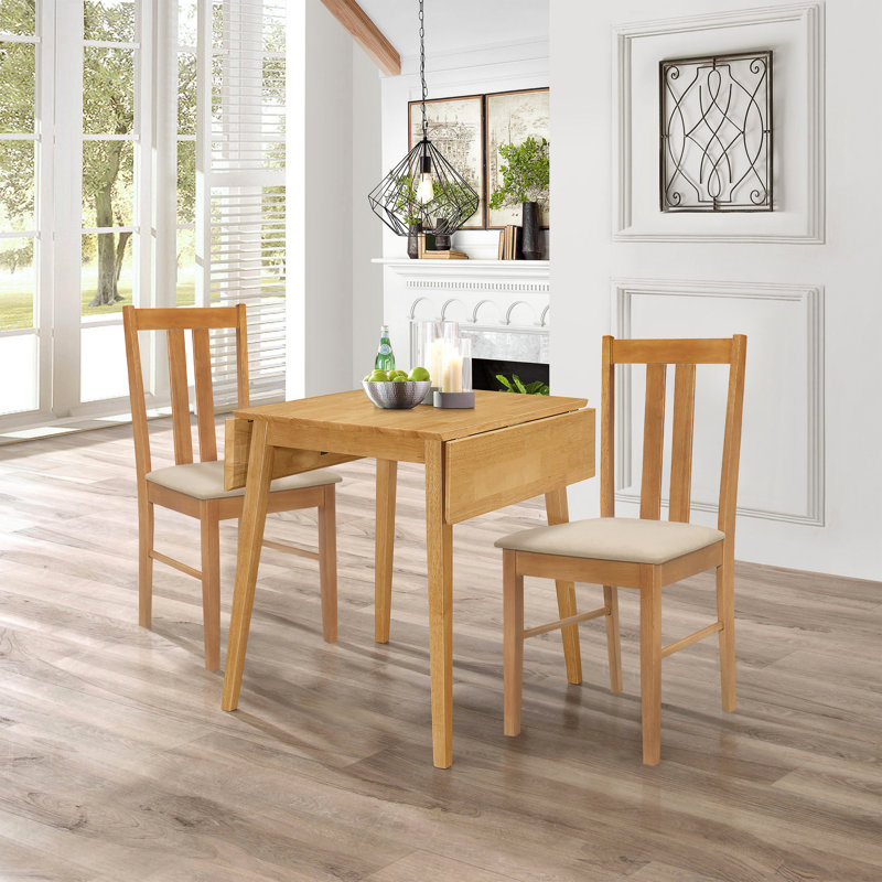 Ahwahnee 2 - Person Drop Leaf Rubberwood Solid Wood Dining Set