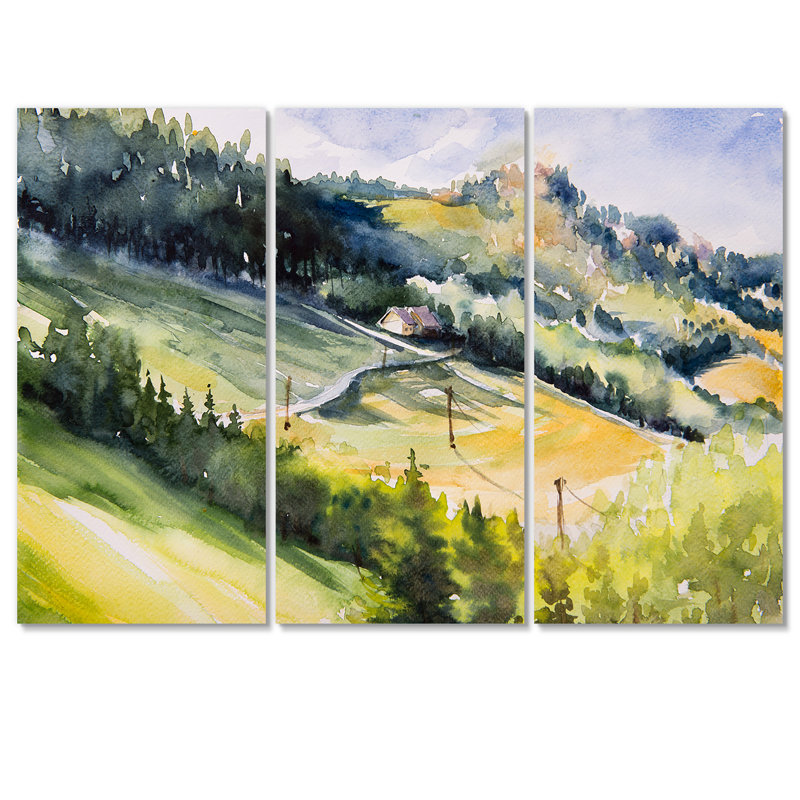 «Cottage House On A Hill», reproduction d'art sur toile, H 28 po x l 36 po x P 1 po