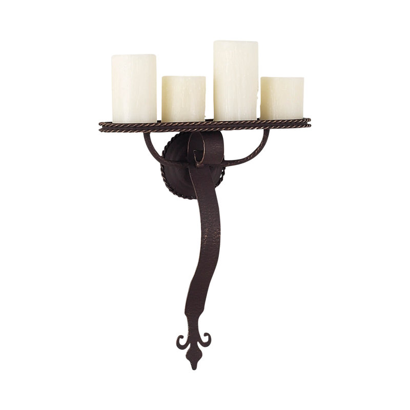 4 - Light Armed Sconce, Pewter Gold