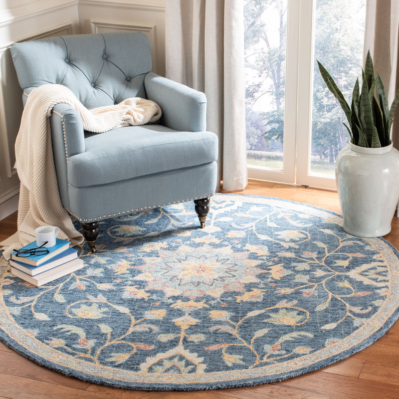 Luitpold Hand Tufted Wool Floral Rug, Round 6'