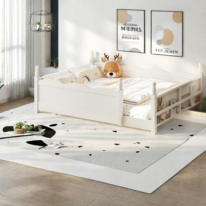 Lits sûrs avec rangement, panneau de fibres à densité moyenne en bois de pin style Montessori pour chambre d'enfant