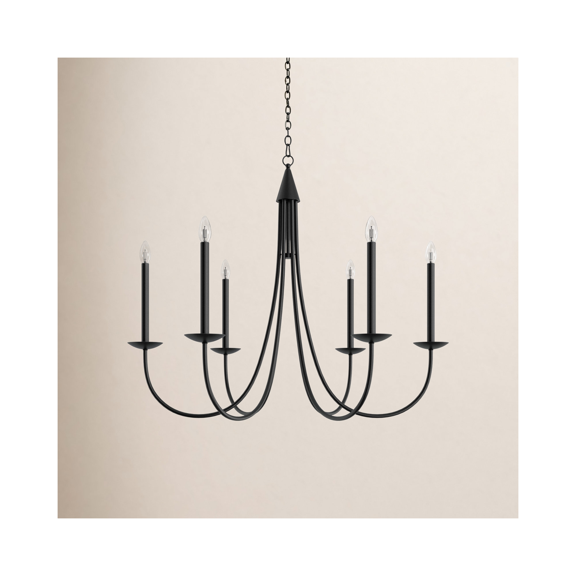 Baltray 6 - Light Candle Style Classic/Traditional Chandelier, 33.7" H x 36" W x 36" D, Black
