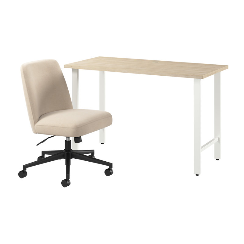 Shelonda 48W X 24D Modern Computer Desk And Chair Set In Platinum Gray, Compact Workspace Solution For Home Office