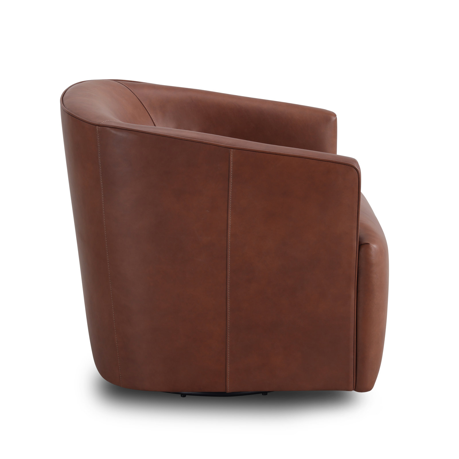 Simon Li Eucalyptus Genuine Leather Swivel Chair, Vintage Brown Top Grain Genuine Leather