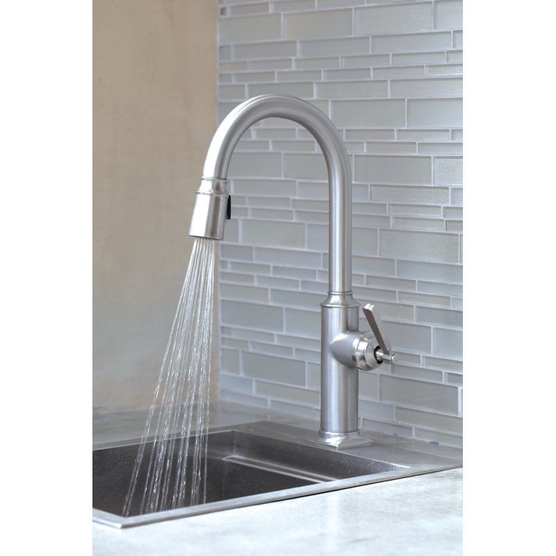 Adams Single Handle Pull Down Kitchen Faucet, Stainless Steel (PVD)