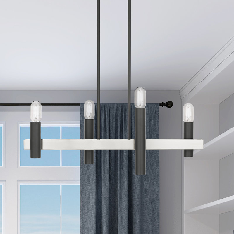 Lustre linéaire classique à 4 lumières Annies, Gris scandinave