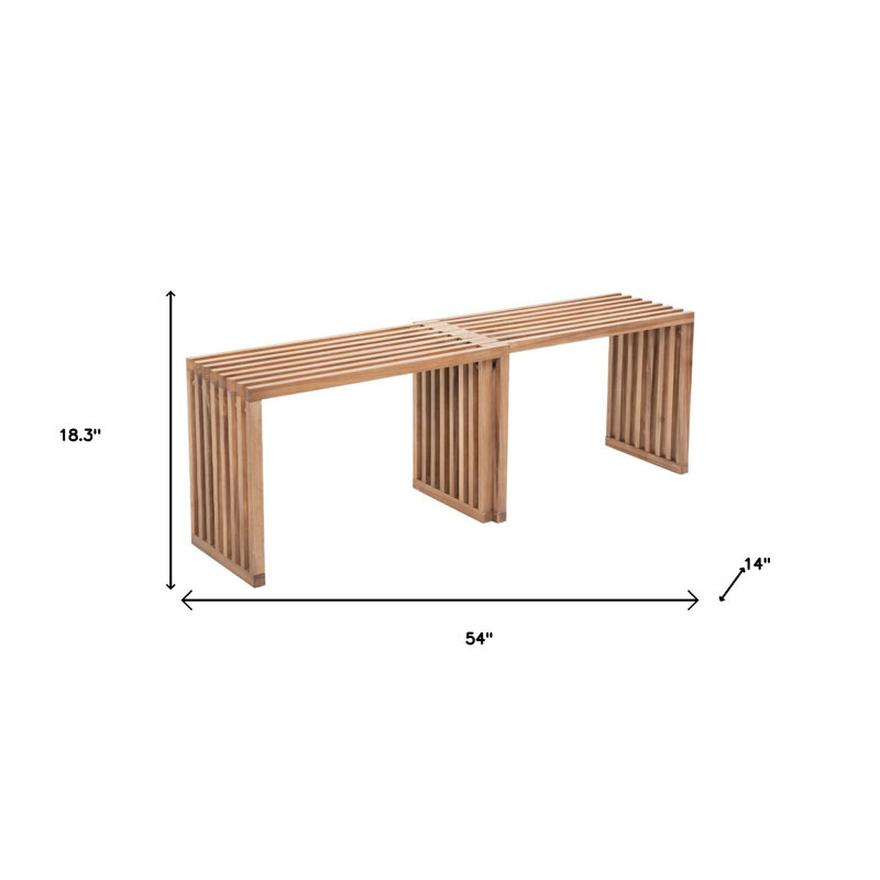Banc d'extérieur d'extérieur 54 po en bois massif naturel