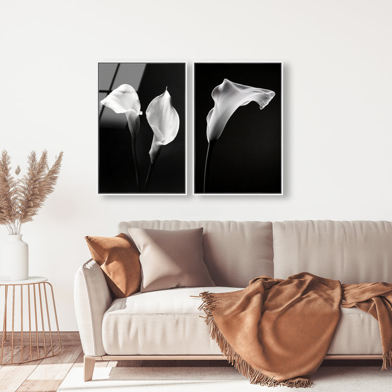 Calla Lily Set High-Gloss Frameless Acrylic Glass Wall Art Floral & Botanical Print by Oliver Gal, Ready to Hang, 10 x 15