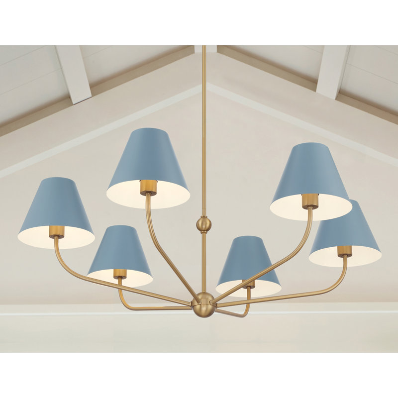 Lustre vibrant Augustina, H 14,25 po x l 40 po x P 40 po, Bleu / blanc, 6