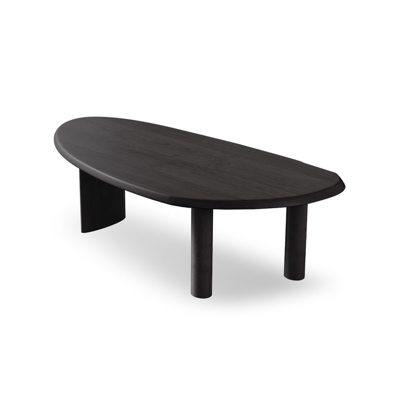 Free form Solid Wood Dining Table, Black, 29.53"H x 62.99"L x 31.5"W