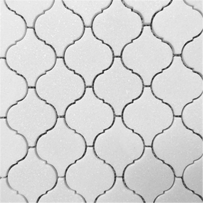 Thassos White Marble Medium Arabesque Baroque Lantern Mosaic Tile Honed