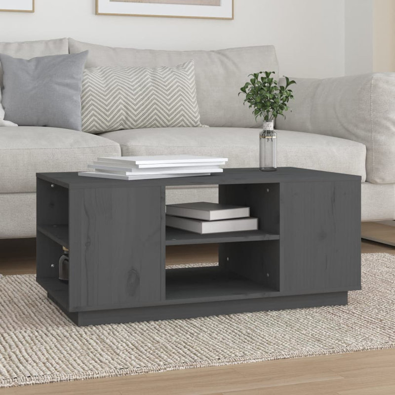 Kastin Solid Wood Solid Coffee Table with Storage, Grey