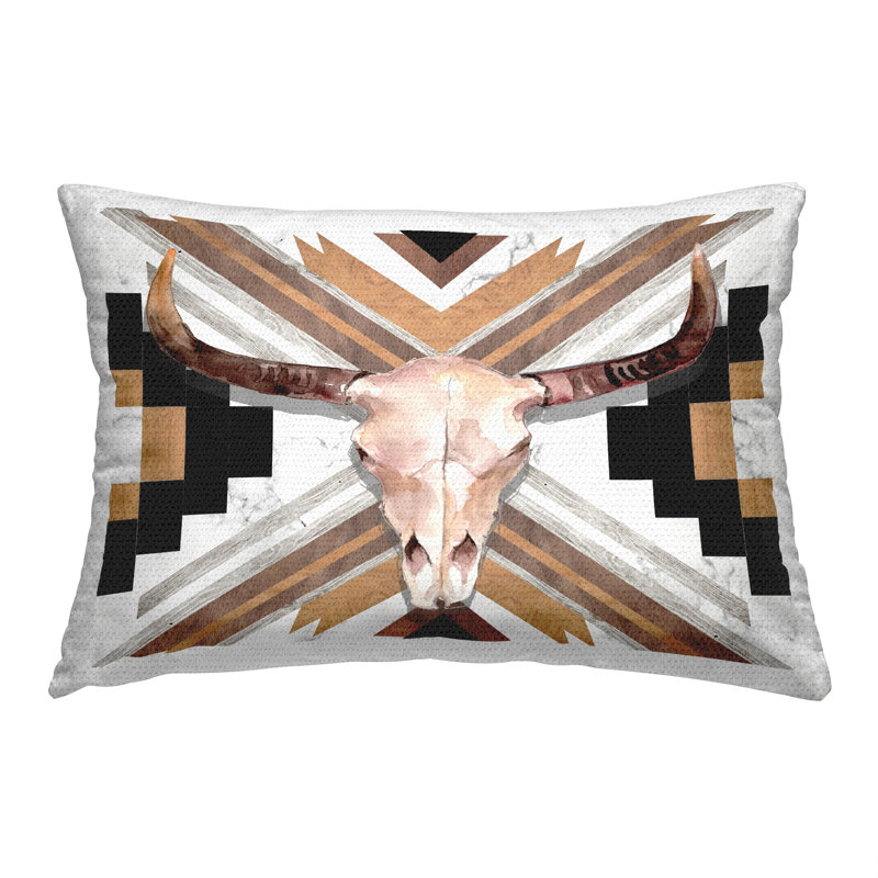 Coussin extérieur géométrique imprimé crâne de bouvier par Jennifer Paxton Parker