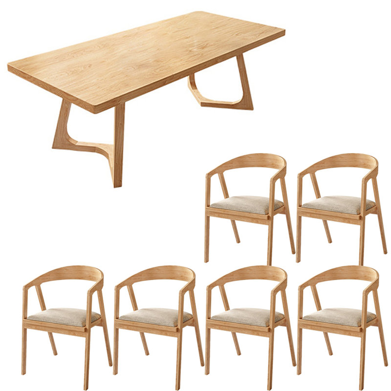 Nordic style simple solid wood dining table set, 29.5"H x 62.9"L x 27.5"W