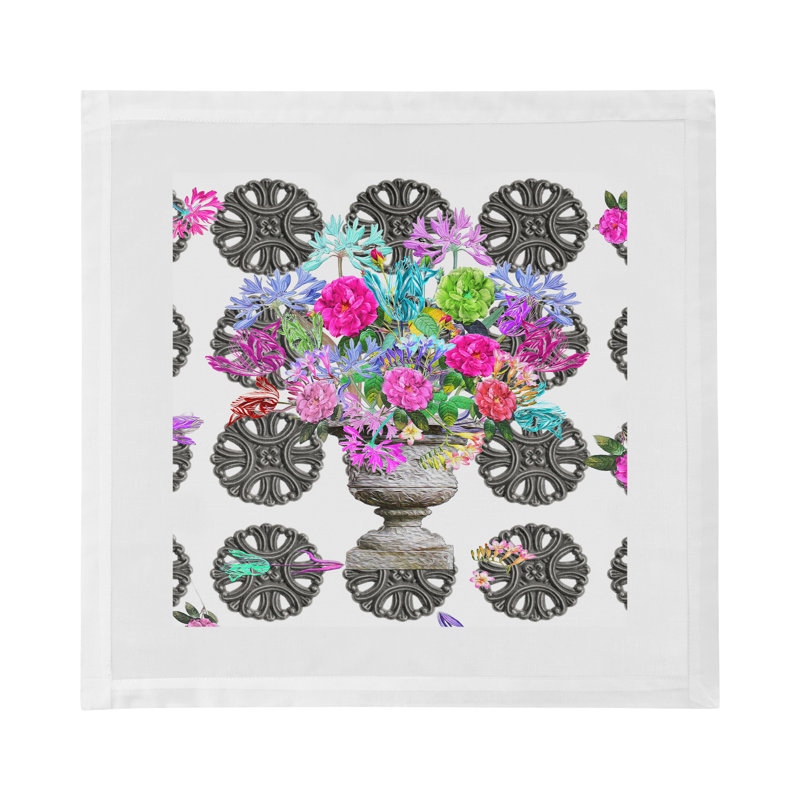 Pistils Metal Bouquet Hemstitch 22" Linen/Cotton Napkin