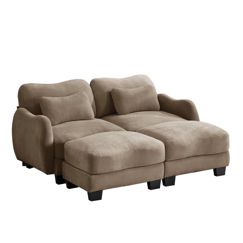 Canapé de soutien en chenille avec coussin de taille délicate et repose-pieds mobile, conception ergonomique incurvée, canapé modulaire facile à assembler pour le bureau du salon