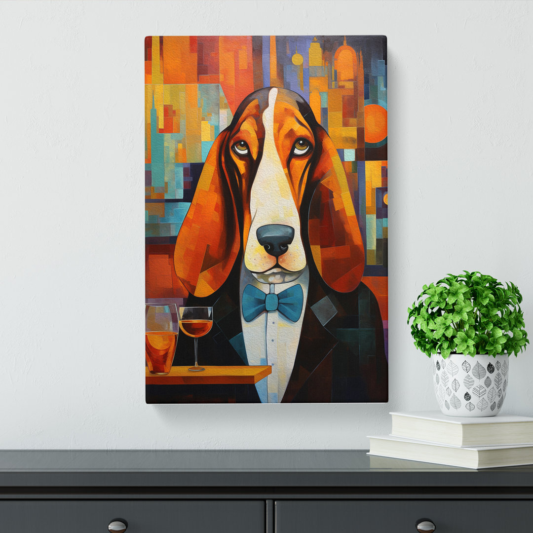 Basset Hound Dadaism Art No.2 - Wrapped Canvas