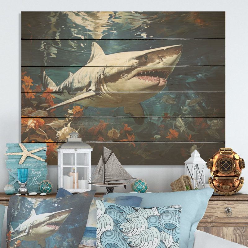 Requin Ballet, peinture sur bois de pin, H 10 po x l 20 po