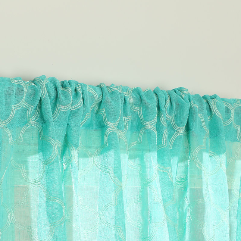 Geometric Tailored Window Valance, Turquois
