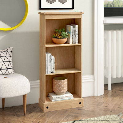 Clearmont Corona Design Low Narrow Bookcase, Pine, Antique Wax