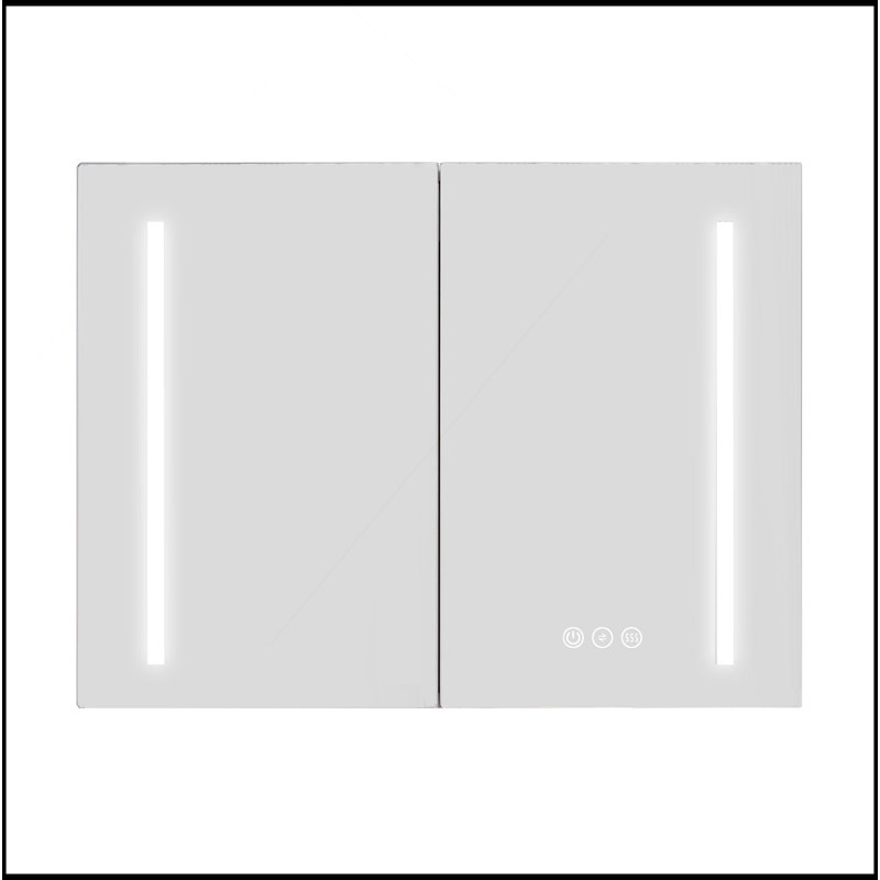 Versatile 32 X 24 In. Aluminum Dimmable Surface Mount Medicine Cabinet With Mirror, LED And Shelves