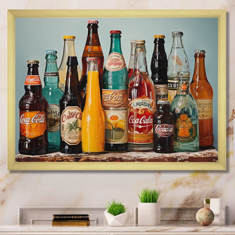 " Pop Art 1950S Cocktail Emotion V ", Gold Single Picture Framed, 24" H x 32" W x 1" D
