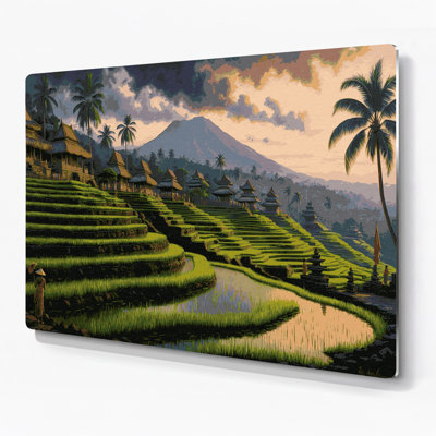 Cities Bali Indonesia Green Metal Wall Art