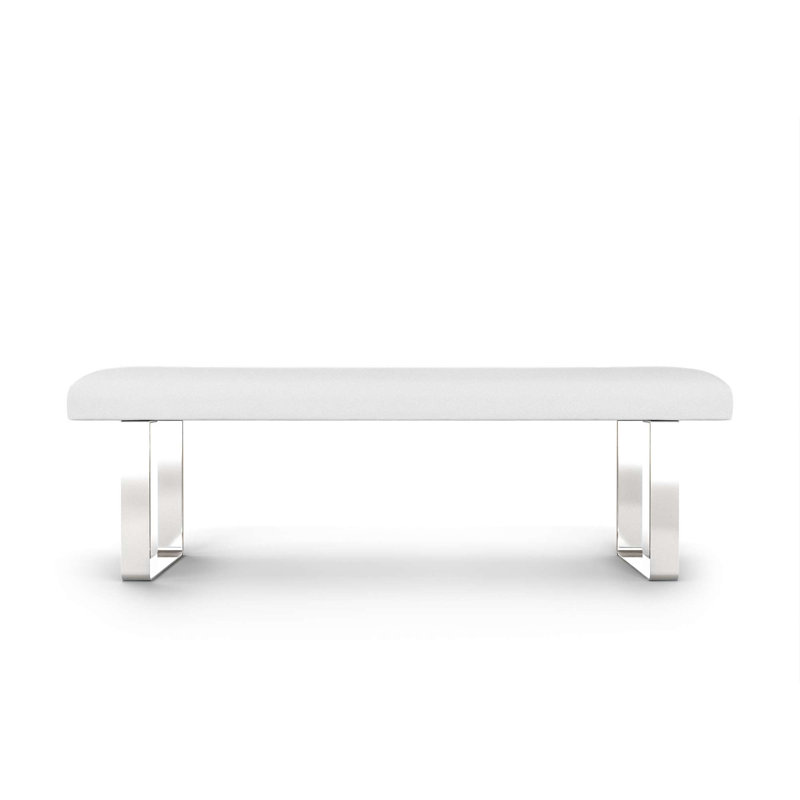 Mylinn Upholstered Bench, White/Chrome