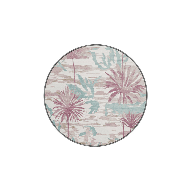 Tapis gris lavable à la machine, Rond 4 pi