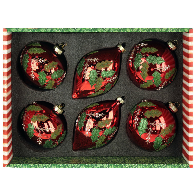 Ornement en forme de feuille de Noël, boîte de 6 à 4 ou 5 pouces