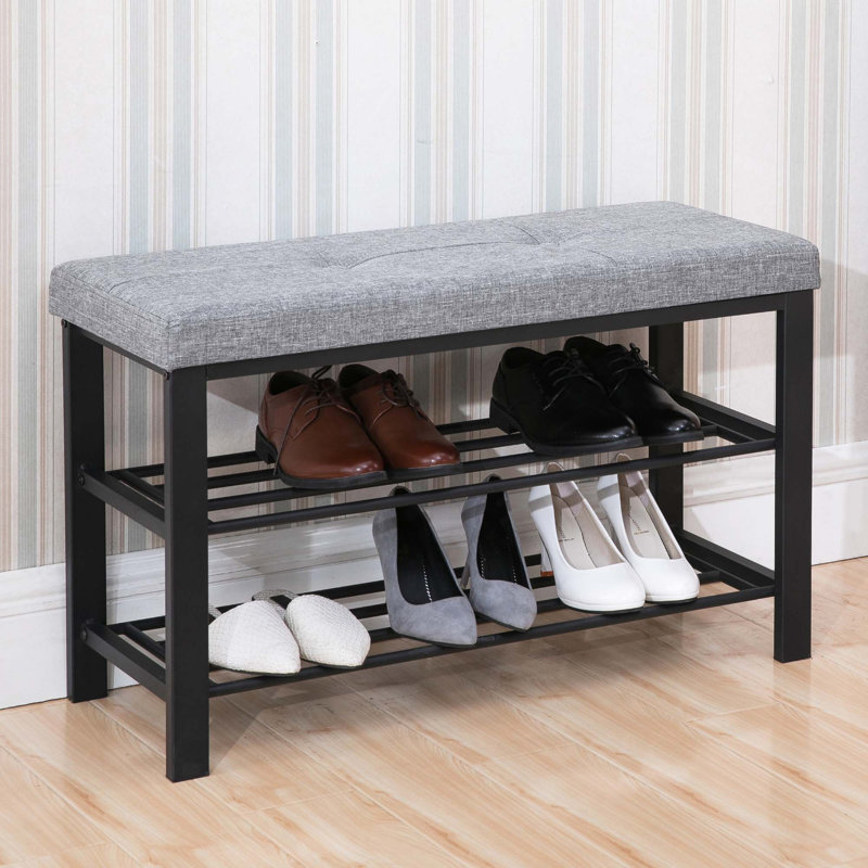 Étagère à chaussures rembourrée Bordon, gris
