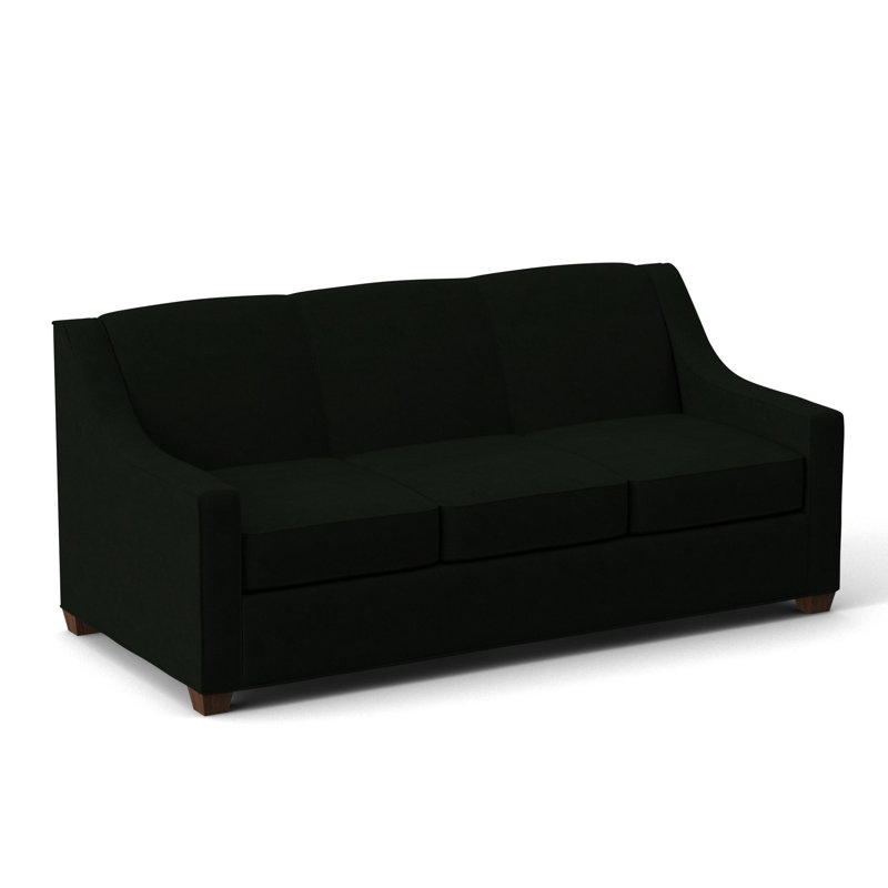 Phillips Square Arm Sofa with Reversible Cushions, Dorset Black, 34.5" H x 76" W x 36" D, Montana Walnut