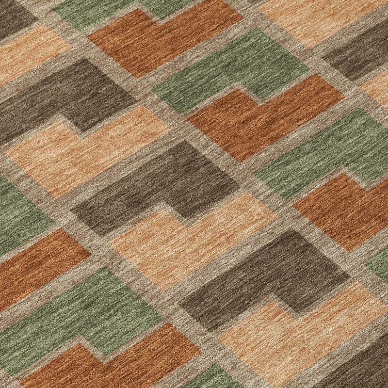Machine Washable Indoor/Outdoor Lockway ACN2417 Geometric Rug, Rectangle 1'8" x 2'6"