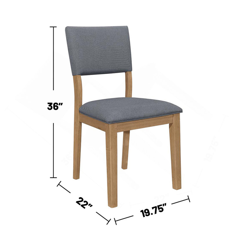 Ensemble de 2 chaises de salle à manger rembourrées en tissu bleu, brun