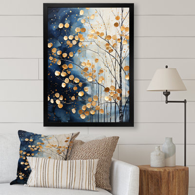 Or et érable bleu, forêt d'hiver I - arbre érable, art mural