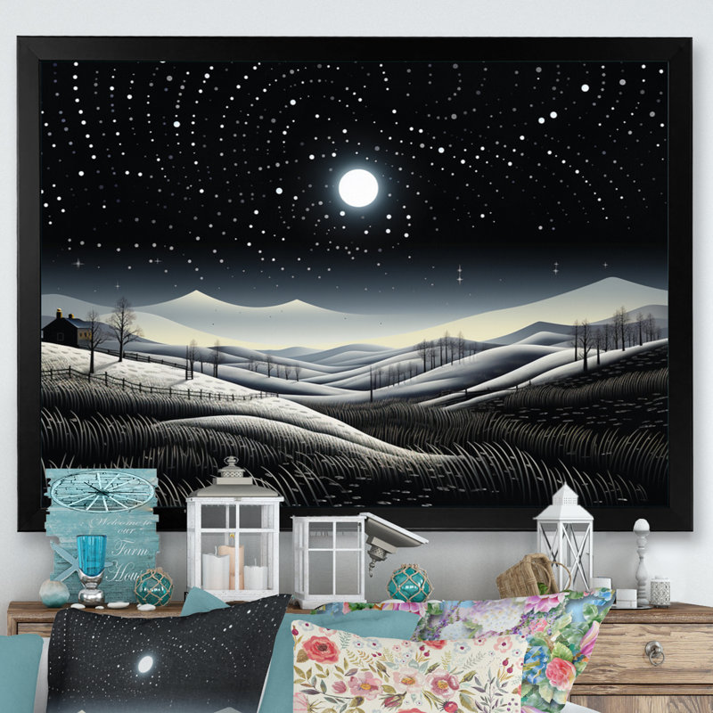 «Winter Farm», reproduction monochrome V, Cadre simple noir, H 24 po x l 32 po x P 1 po