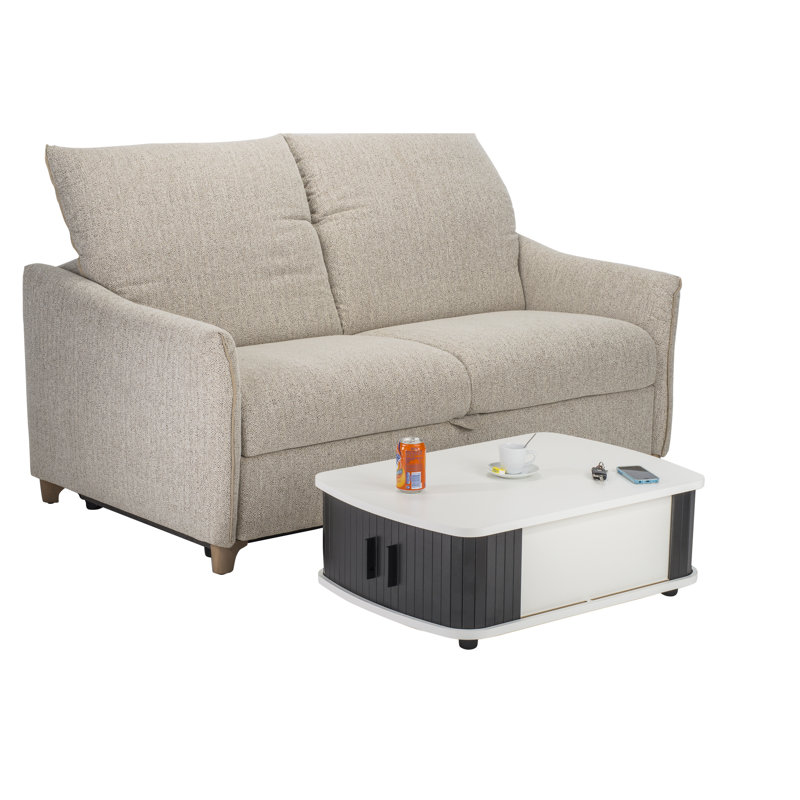 Block Coffee Table with Storage, Black, White